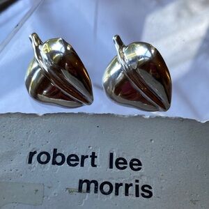 Vintage Robert Lee Morris Sterling Silver Leaf Earrings